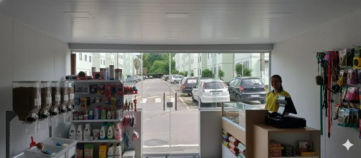 Área de vendas e entrada do pet shop monitorado pela GAPIM em Taboão da Serra