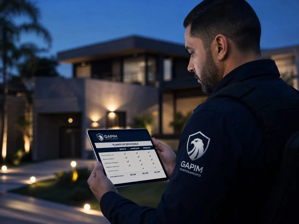 Técnico da GAPIM analisando planos de segurança em tablet durante vistoria